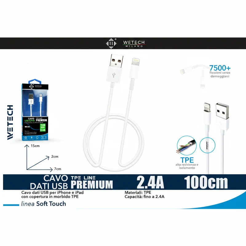 Wetech Cavo Lightning In Tpe Premium 2.4A 1M