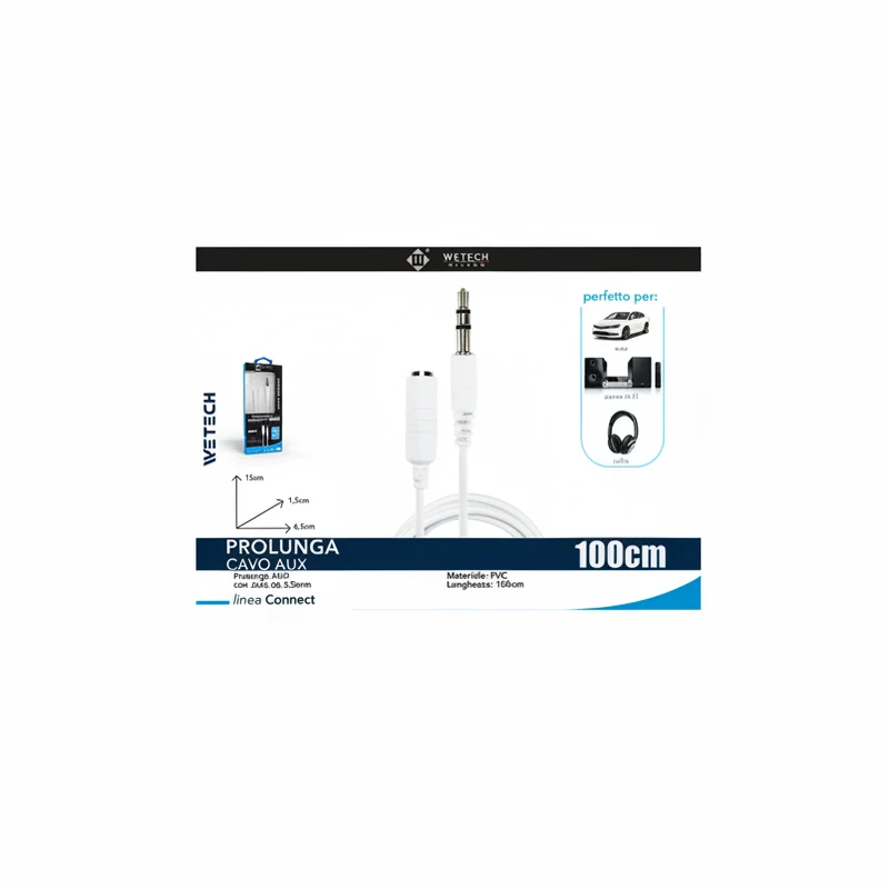 Wetech Cavo Aux Jack A 3.5Mm Per Auto E Smartphone