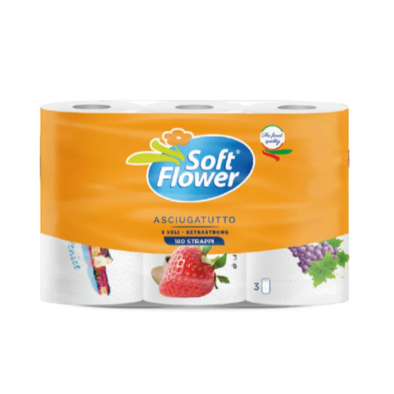 Soft Flower Asciugatutto Love Decorato 3 Rotoli 3 Veli