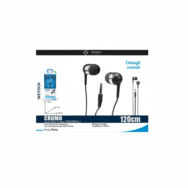 Wetech Auricolari Cromo In-Ear Jack Da 3.5Mm2
