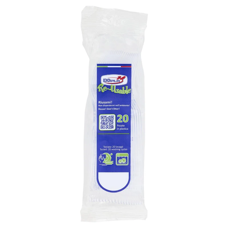 Dopla Re-Usable Posate in plastica Forchette Trasparente 20 pz
