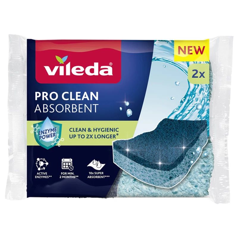 Vileda Pro Clean Spugna Viscosa con Retina - 2pz