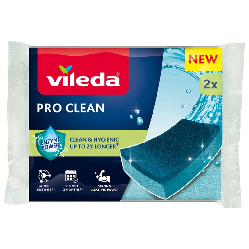 Vileda Pro Clean Spugna con Retina - 2pz