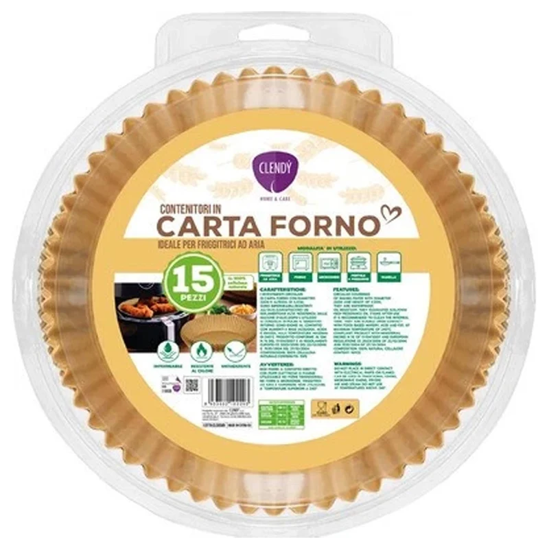 Clendy Contenitori Carta Forno Rotondi 22cm - 15pz
