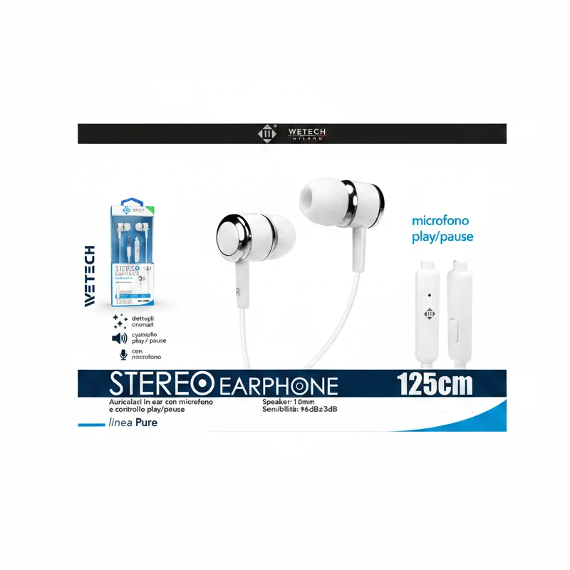 Wetech Auricolari In-Ear Con Microfono - Bianco
