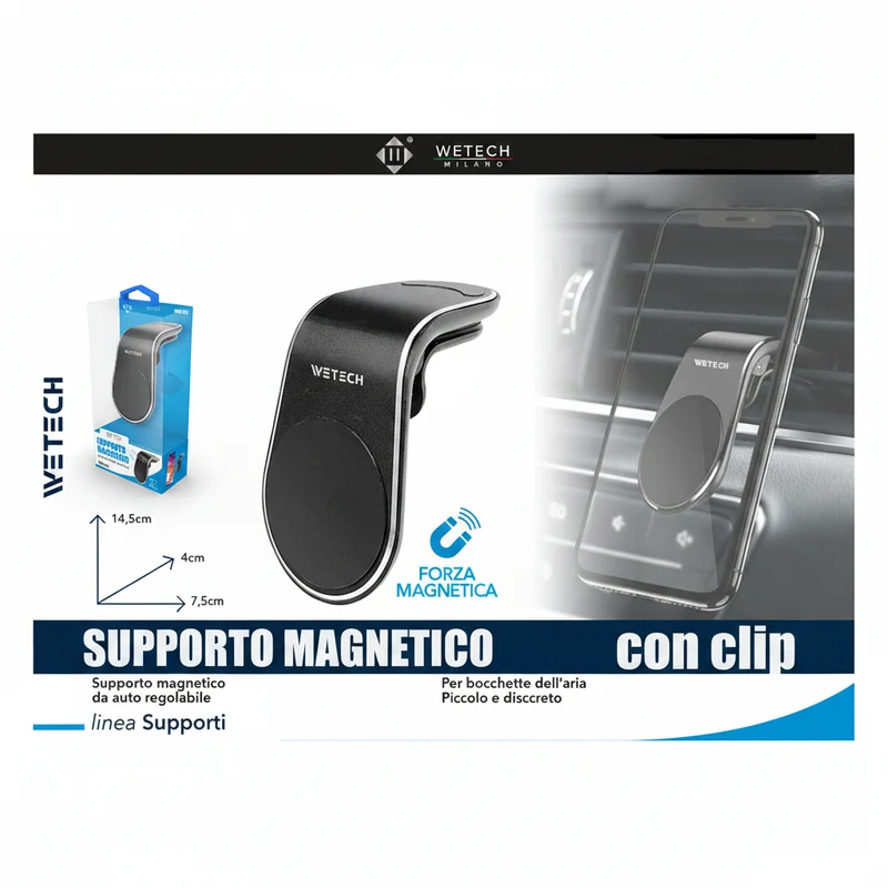 Wetech Supporto Auto Magnetico - Nero