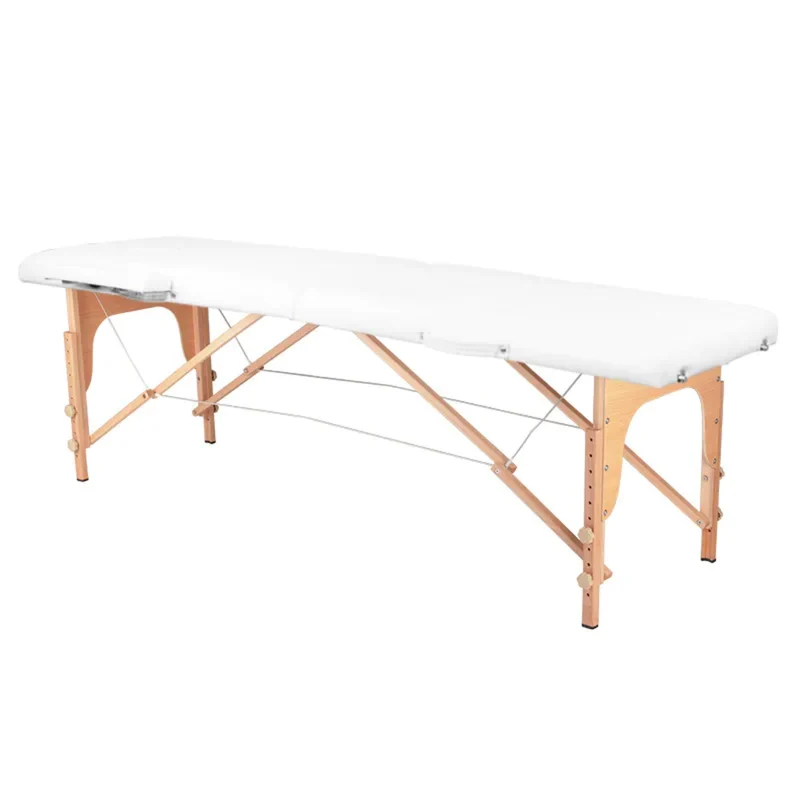Balance Lettino Massaggio Pieghevole 2 Sezioni in Legno - Bianco