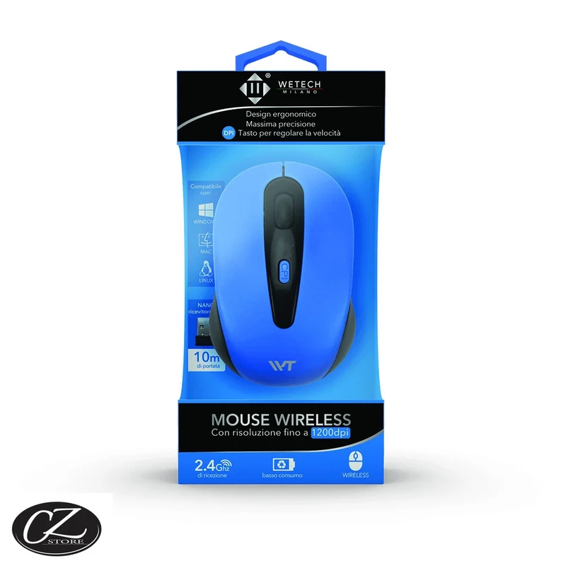 Wetech Mouse ottico wireless con ricevitori usb-blu