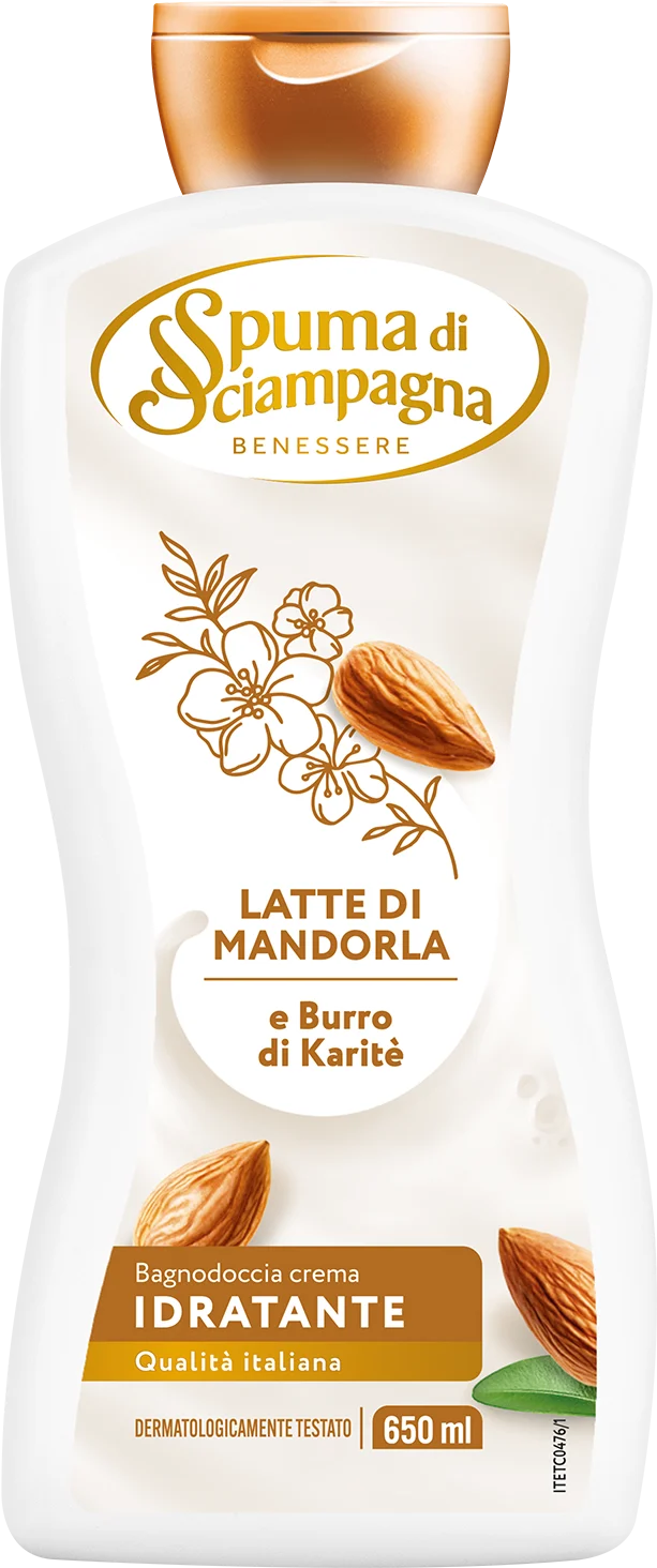 Spuma di Sciampagna Benessere Latte di Mandorla e Burro di Karitè Bagnodoccia crema Idratante 650 ml