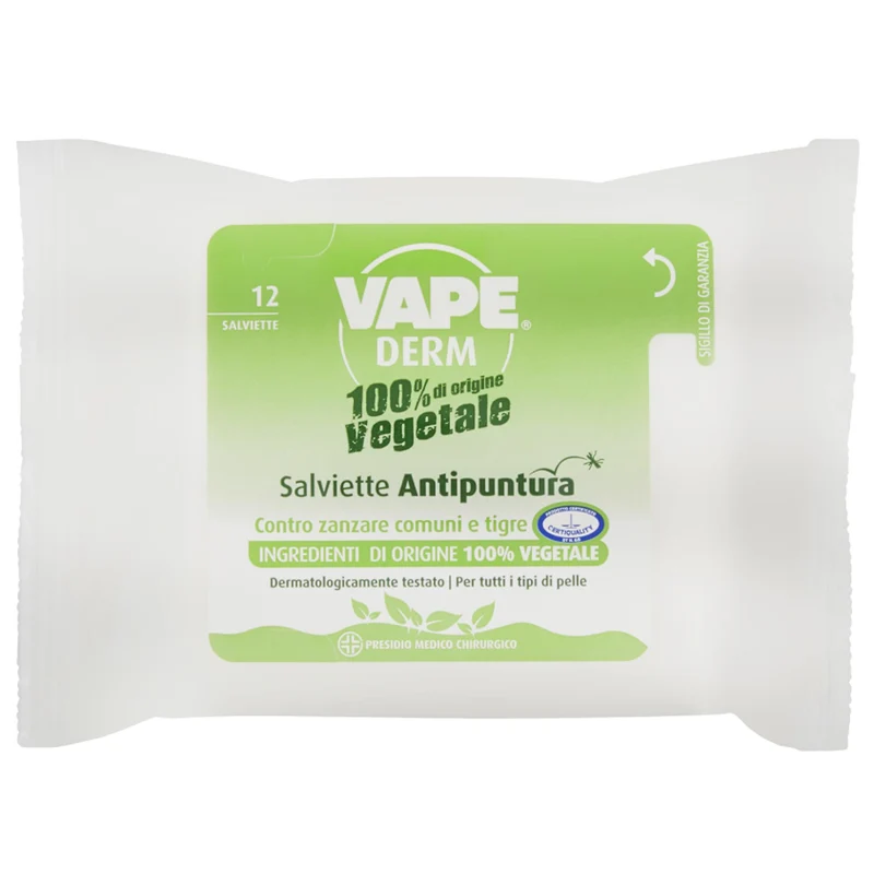 Vape Derm Salviettine Antipuntura 100% Vegetale - 12pz