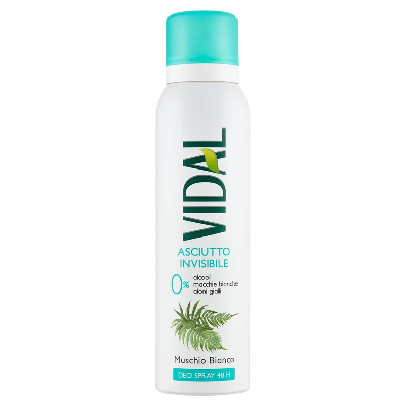 Vidal Asciutto Invisibile Muschio Bianco Deo Spray 48h 150 ml