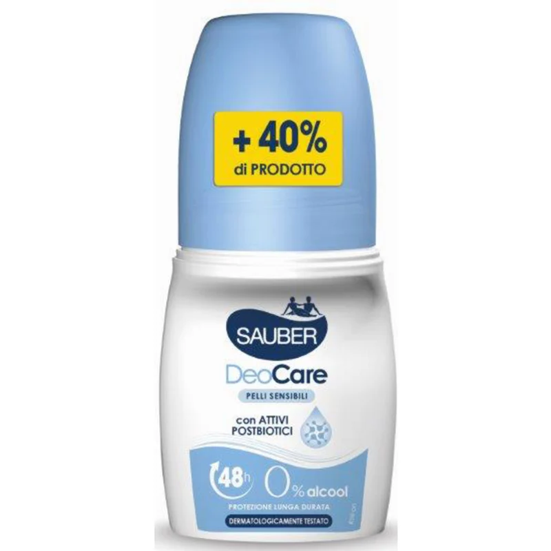 SAUBER - Deodorante per pelli sensibili con attivi postbiotici - 48H - Roll-on 70 ml