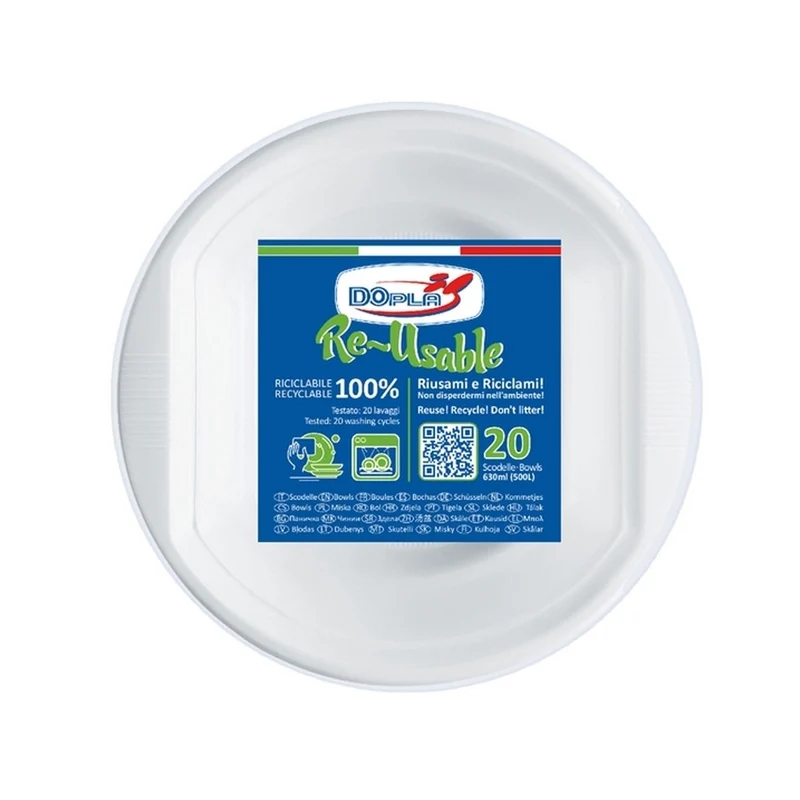 Dopla Scodelle riutilizzabile 630Ml 20 pz bianco