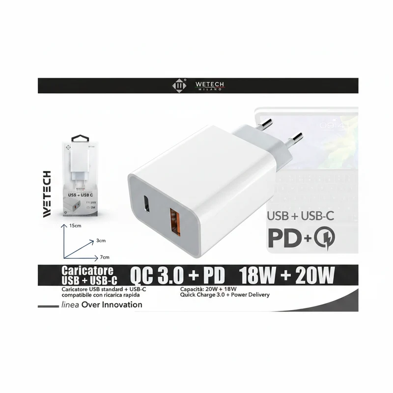 Wetech Adattatore Da Casa Usb-C + Usb Standard