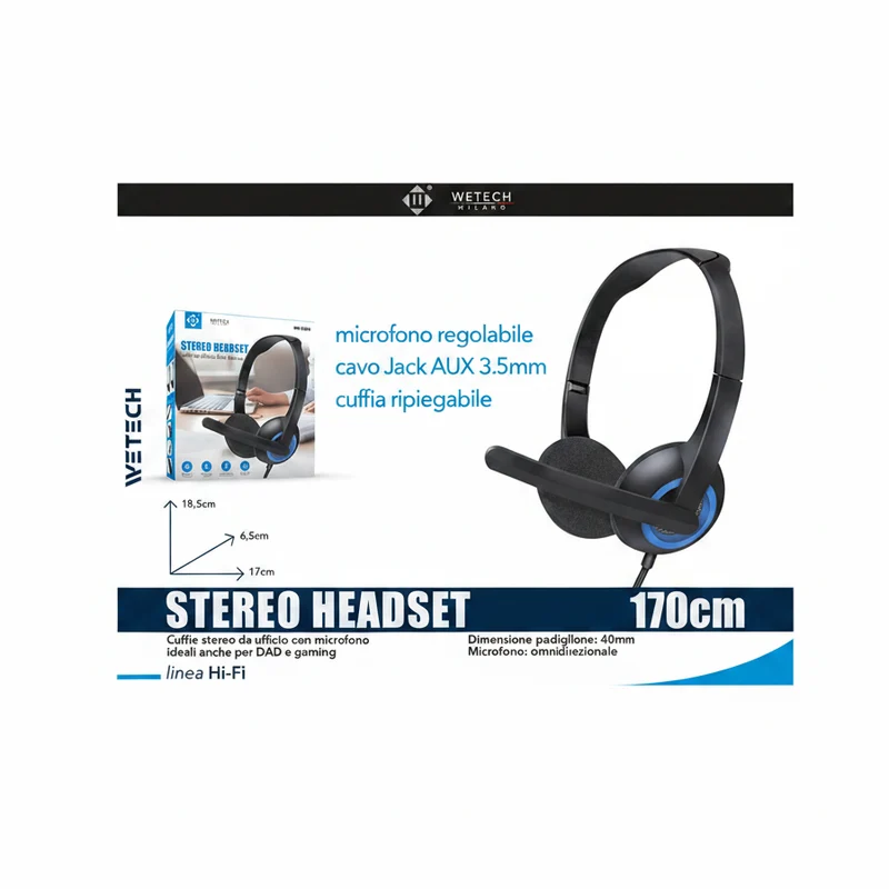 Wetech Cuffie Da Ufficio E Gaming Blu