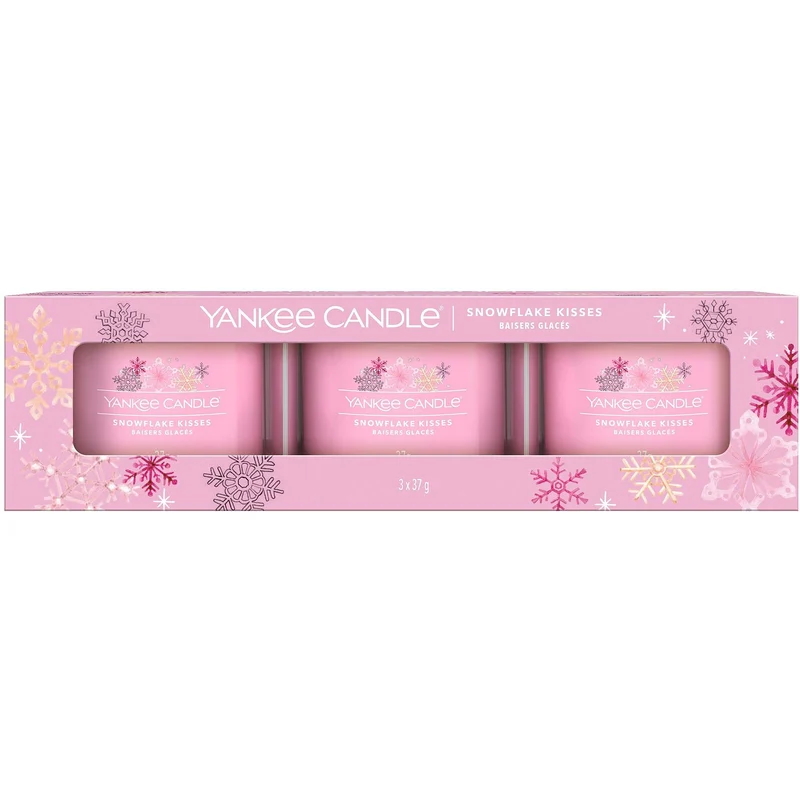 Yankee Candle - Candele votive in vetro - set da 3 - Snowflake Kisses