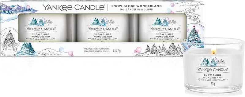 Yankee Candle - Candele votive in vetro - set da 3 - Snow globe Wonderland