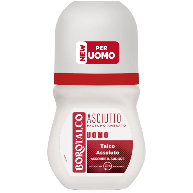 BOROTALCO - Deodorante Roll-On antitraspirante uomo - Asciutto - Profumo ambrato - 50ml