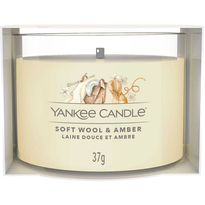 Yankee Candle - Candela votiva in vetro Soft Wool & Amber