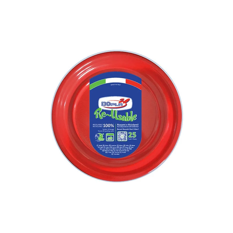 Dopla Piatto riutilizzabile frutta 25 pz rosso