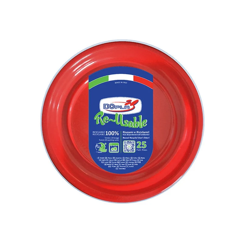Dopla Piatto riutilizzabile 25 pz fondo rosso