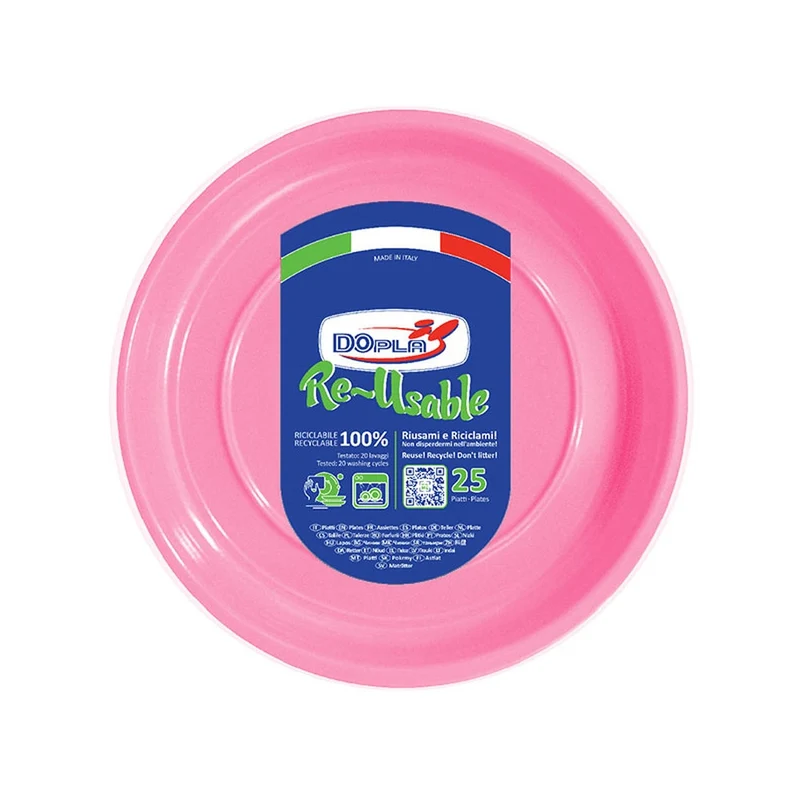 Dopla Piatto riutilizzabile piano 25 pz rosa