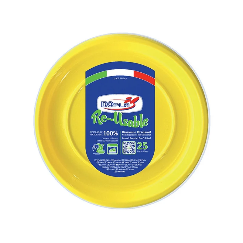 Dopla Piatto riutlizzabile piano 25 pz giallo