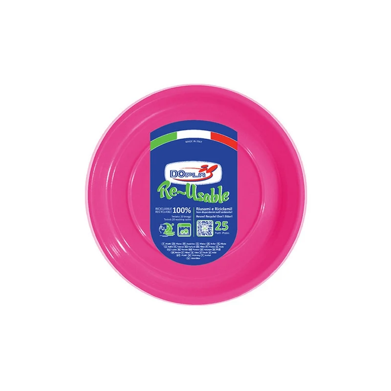 Dopla Piatto riutilizzabile frutta 25 pz fucsia