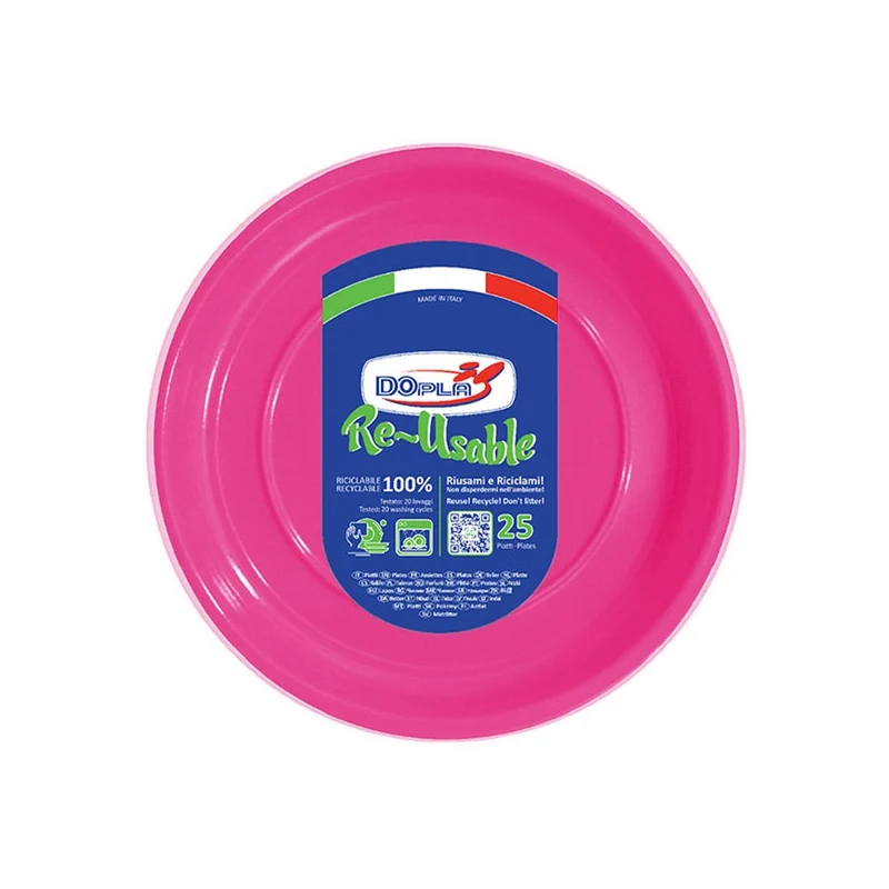 Dopla Piatto riutilizzabile 25 pz fondo fucsia