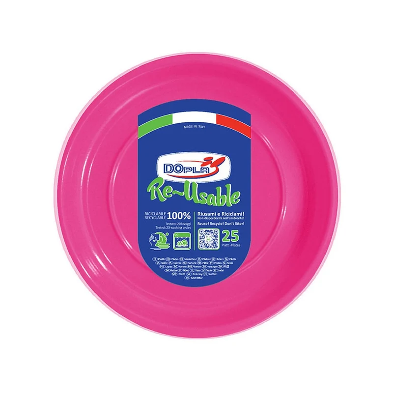 Dopla Piatto riutlizzabile piano 25 pz fucsia
