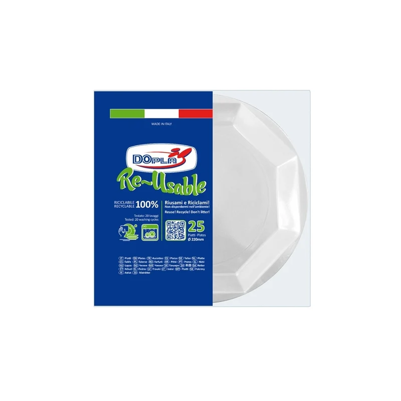 Dopla Piatto riutilizzabile frutta 25 pz bianco