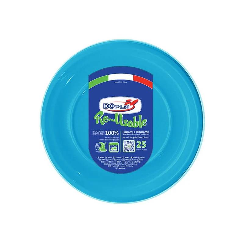 Dopla Piatto riutilizzabile 25 pz fondo turchese