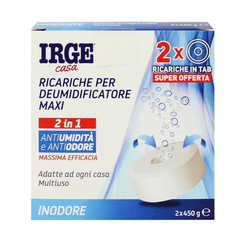 Irge - Ricariche Per Deumidificatore 2 In 1 Maxi Tab - 2 X 450 Grammi