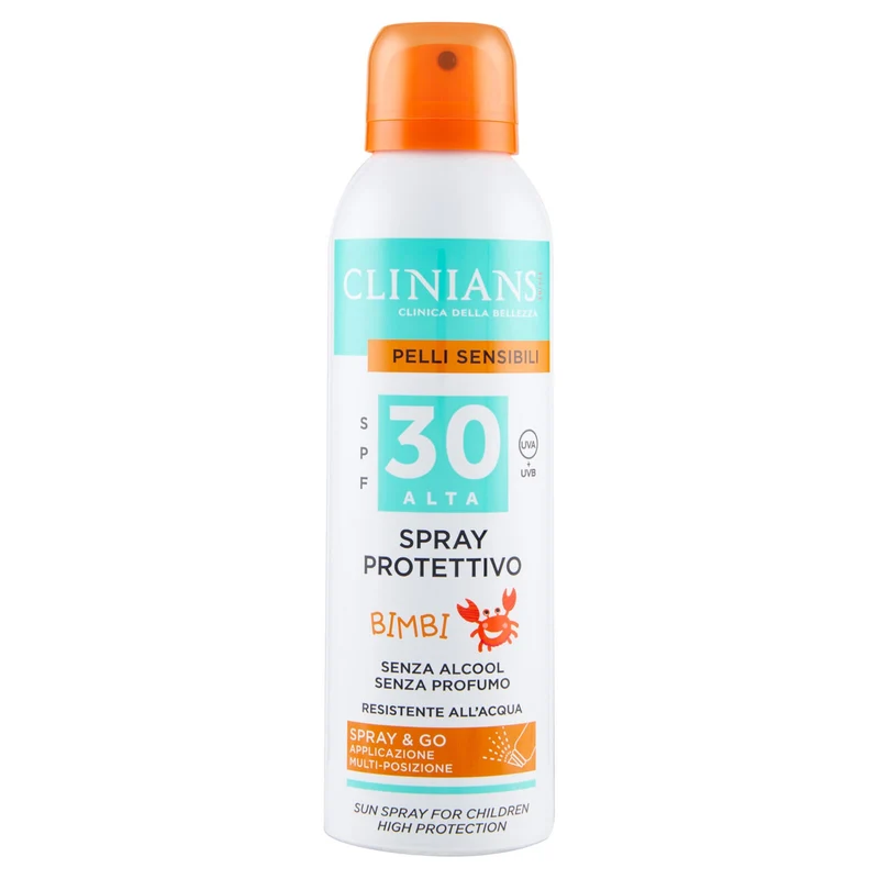 Clinians Pelli Sensibili Spray Protettivo Bimbi SPF 30 Alta UVA + UVB 150 mL