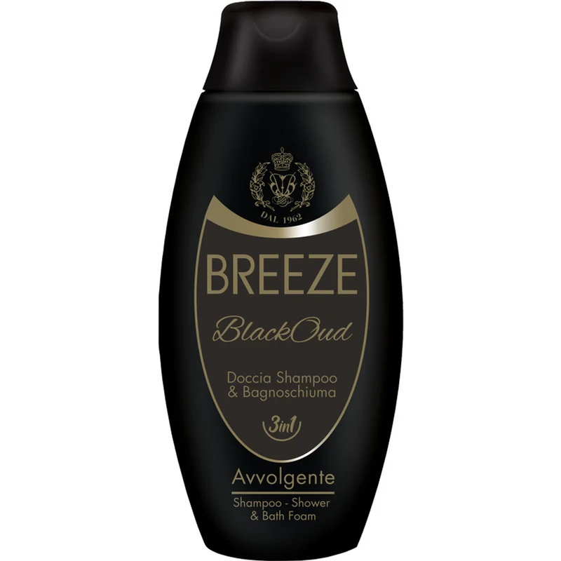 BREEZE - Shampodoccia e Bagnoschiuma Black Oud Avvolgente - 400 ml