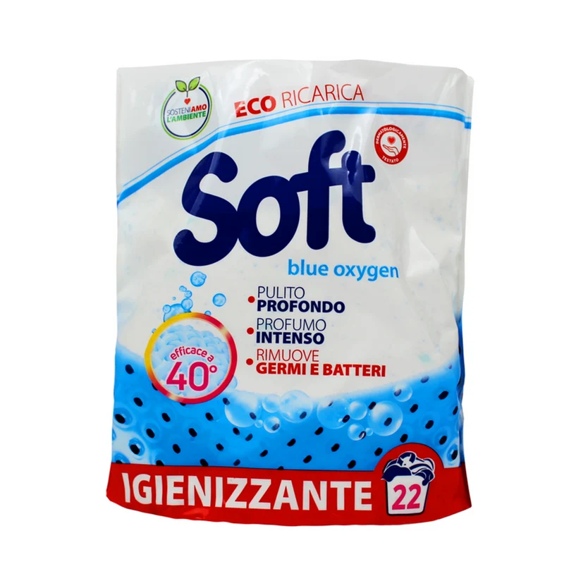 Soft - Piu Detersivo Bucato Lavatrice In Polvere Blue Oxygen Igienizzante - 22 Lavaggi