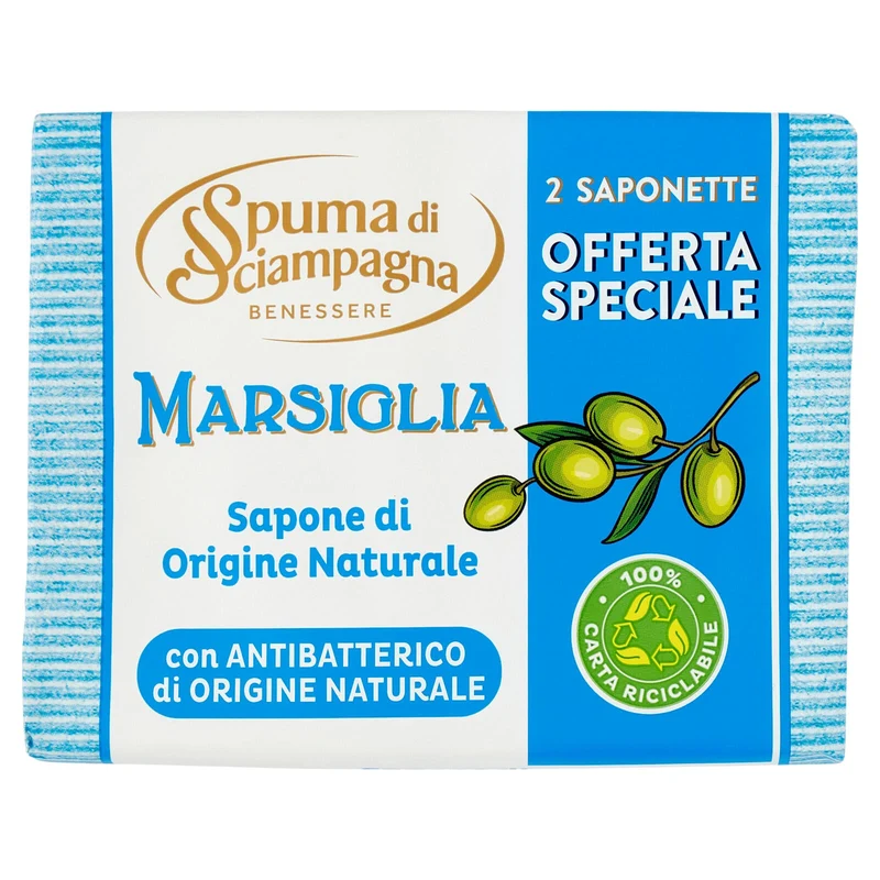 Spuma di Sciampagna Benessere Marsiglia Sapone di Origine Naturale 2 x 125 g