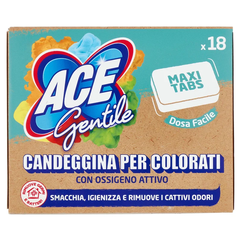 Ace Gentile Maxi Tab Candeggina per Colorati 18 x 18 g